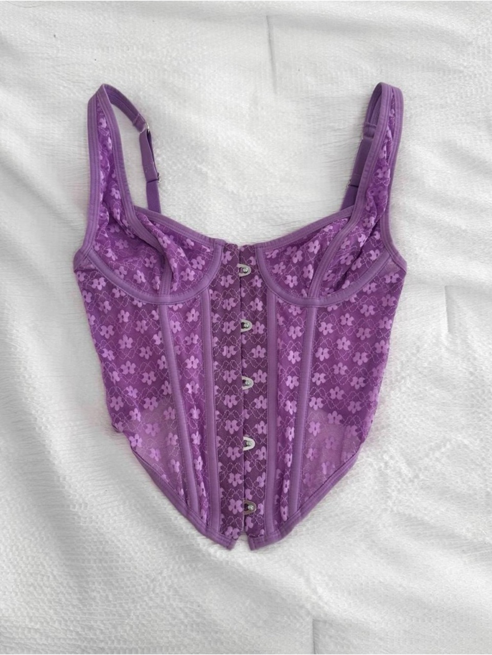Urban Outfitters Out from Under Purple Flower Lace Corset Top in Size Small